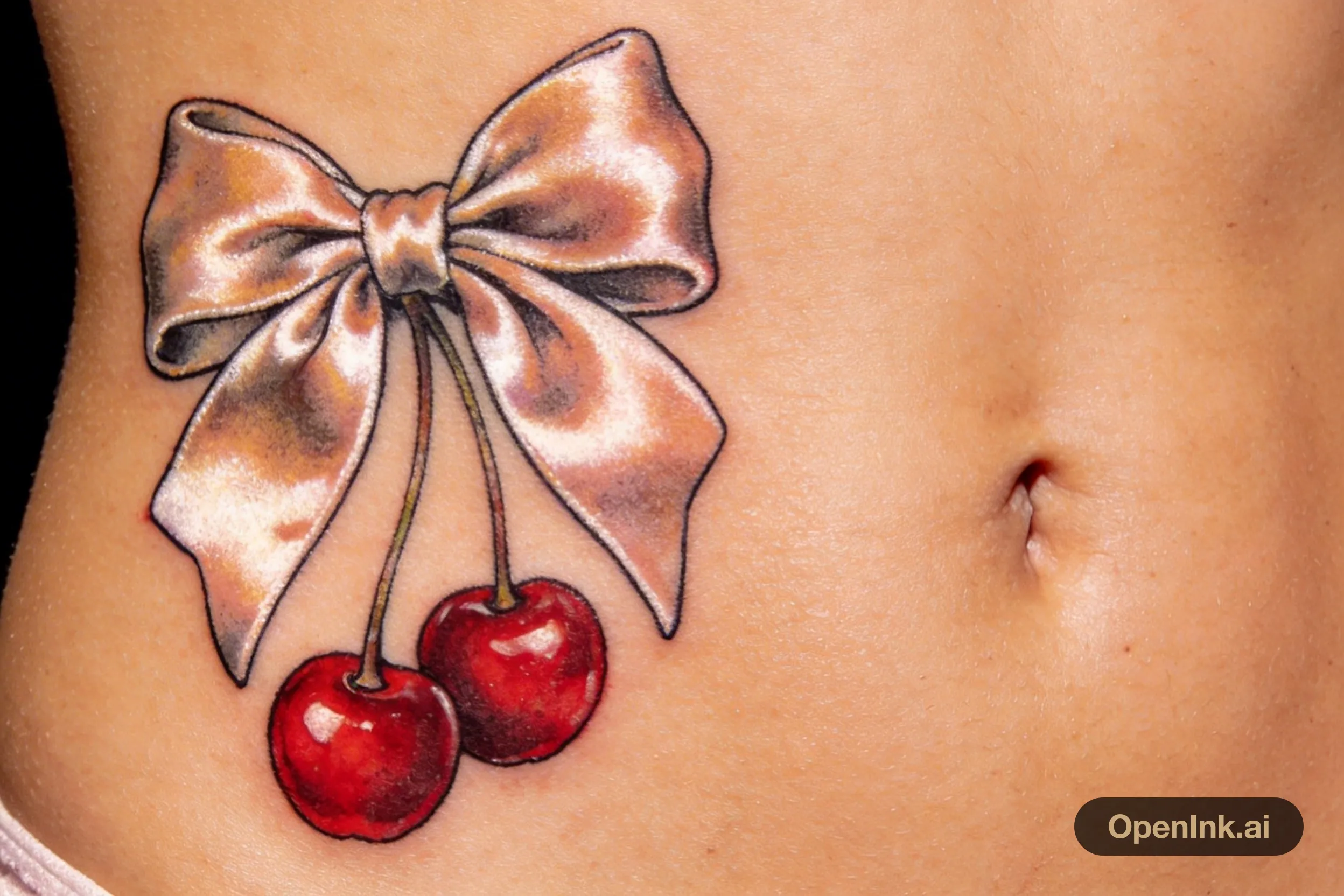 Bow and cherry tattoo inspiration for women