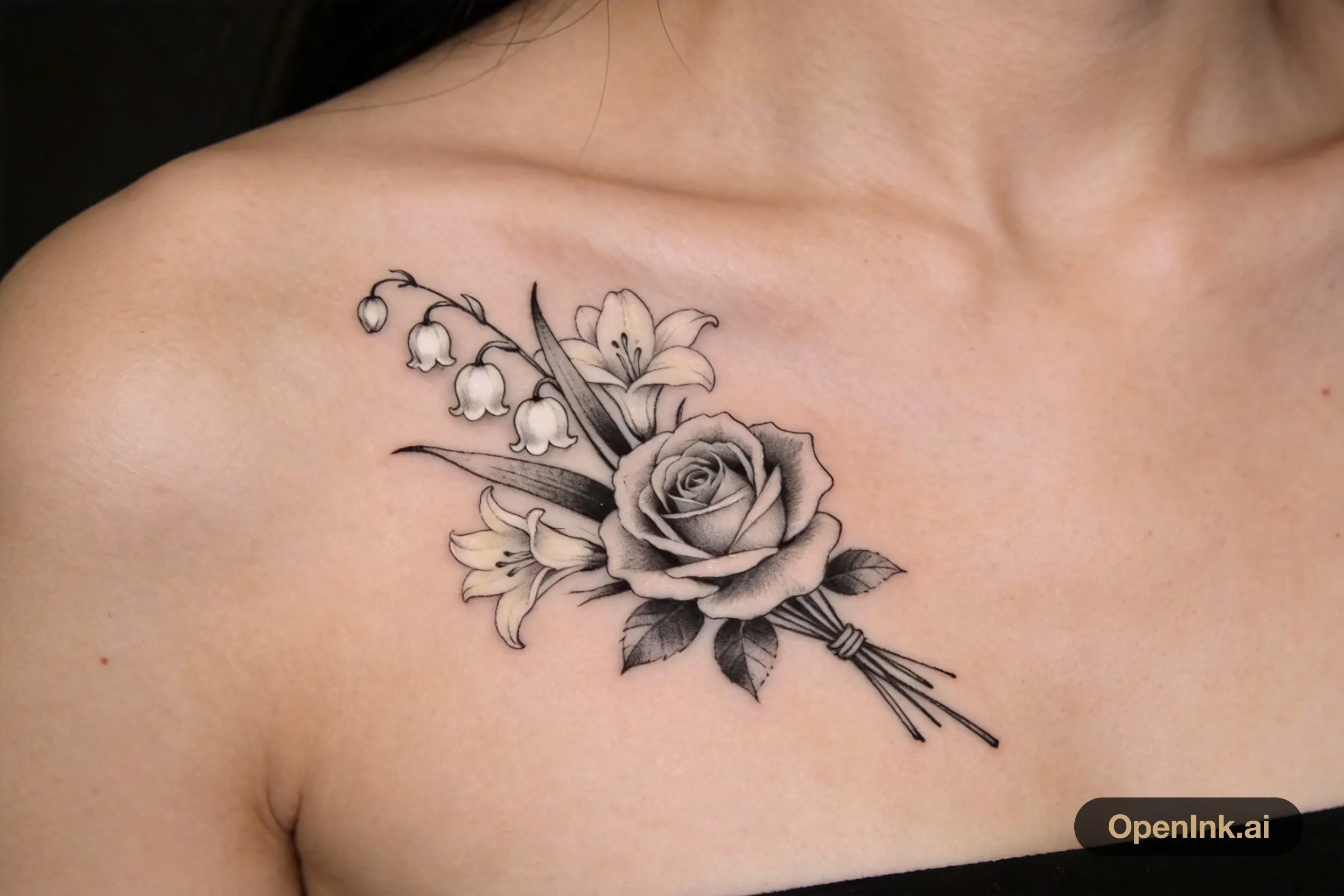 Fine line floral tattoo inspiration for women